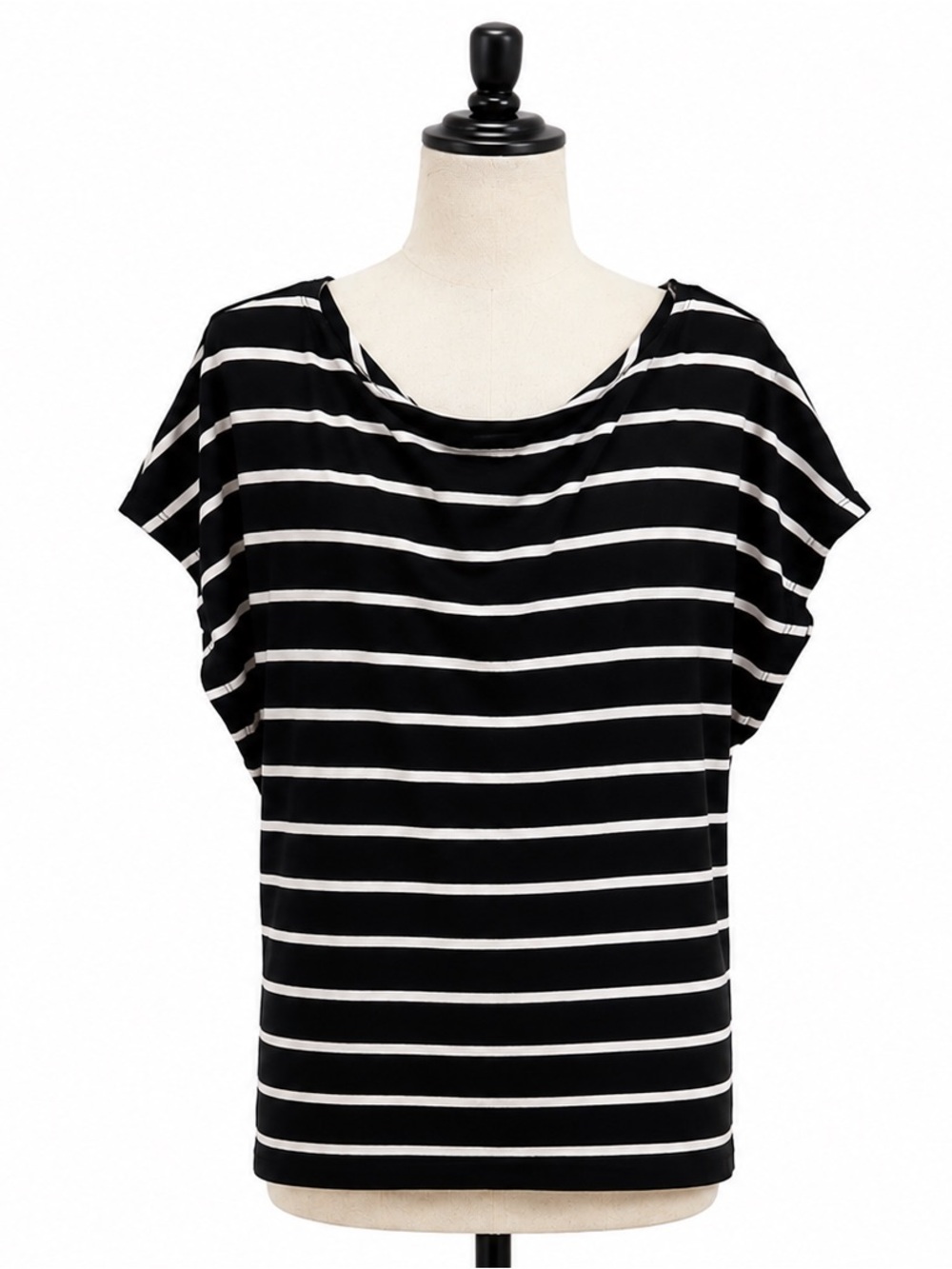 Candy Couture Black White Striped Dolman Sleeve Top Medium M Casual Stretch